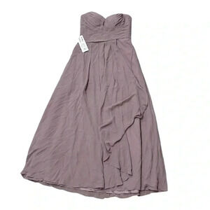 Azazie Strapless Chiffon Dusk Dusty Purple Bridesmaid Gown Dress Length Size 10